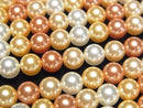 [Video] Glass Pearl Round 6mm [Orange x Gold x White] 1 strand beads (approx. 15 inches/38 cm)