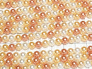 [Video] Glass Pearl Round 6mm [Orange x Gold x White] 1 strand beads (approx. 15 inches/38 cm)