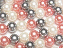 [Video] Glass Pearl Round 6mm [Red x Black x White] 1 strand beads (approx. 15 inches/37 cm)