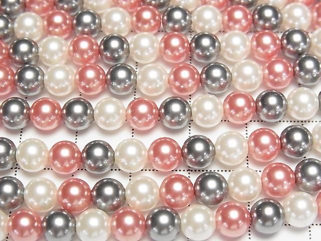 [Video] Glass Pearl Round 6mm [Red x Black x White] 1 strand beads (approx. 15 inches/37 cm)