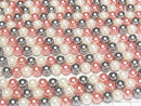 [Video] Glass Pearl Round 6mm [Red x Black x White] 1 strand beads (approx. 15 inches/37 cm)