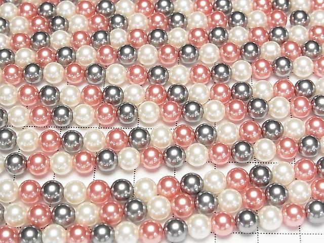 [Video] Glass Pearl Round 6mm [Red x Black x White] 1 strand beads (approx. 15 inches/37 cm)