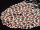 [Video] Glass Pearl Round 6mm [Red x Black x White] 1 strand beads (approx. 15 inches/37 cm)