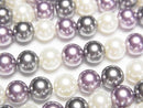 [Video] Glass Pearl Round 6mm [Purple x Black x White] 1 strand beads (approx. 15 inches/38 cm)