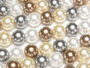 [Video] Glass Pearl Round 6mm [Bronze x Black x Silver] 1 strand beads (approx. 15 inches/38 cm)
