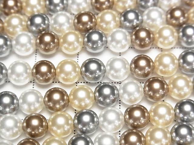 [Video] Glass Pearl Round 6mm [Bronze x Black x Silver] 1 strand beads (approx. 15 inches/38 cm)