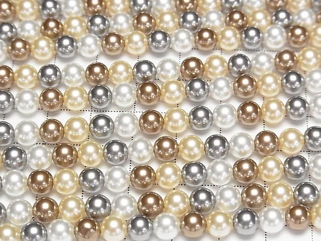 [Video] Glass Pearl Round 6mm [Bronze x Black x Silver] 1 strand beads (approx. 15 inches/38 cm)