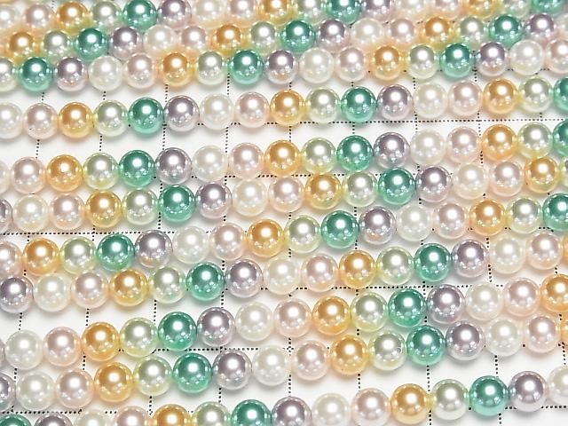 [Video] Glass Pearl Round 6mm [Mixed Color] 1 strand beads (approx. 15 inches/38 cm)