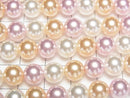 [Video] Glass Pearl Round 8mm [Pink x Gold x White] 1 strand beads (approx. 15 inches/38 cm)