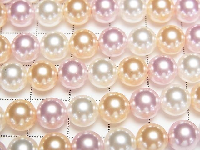[Video] Glass Pearl Round 8mm [Pink x Gold x White] 1 strand beads (approx. 15 inches/38 cm)