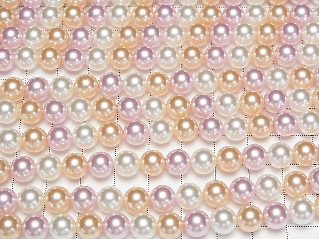 [Video] Glass Pearl Round 8mm [Pink x Gold x White] 1 strand beads (approx. 15 inches/38 cm)