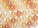 [Video] Glass Pearl Round 8mm [Orange x Gold x White] 1 strand beads (approx. 15 inches/38 cm)
