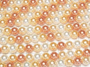 [Video] Glass Pearl Round 8mm [Orange x Gold x White] 1 strand beads (approx. 15 inches/38 cm)