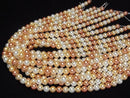 [Video] Glass Pearl Round 8mm [Orange x Gold x White] 1 strand beads (approx. 15 inches/38 cm)