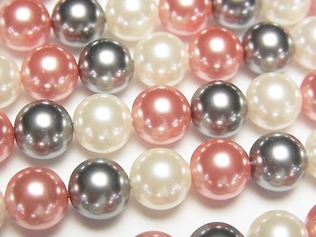 [Video] Glass Pearl Round 8mm [Red x Black x White] 1 strand beads (approx. 15 inches/38 cm)