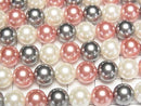 [Video] Glass Pearl Round 8mm [Red x Black x White] 1 strand beads (approx. 15 inches/38 cm)