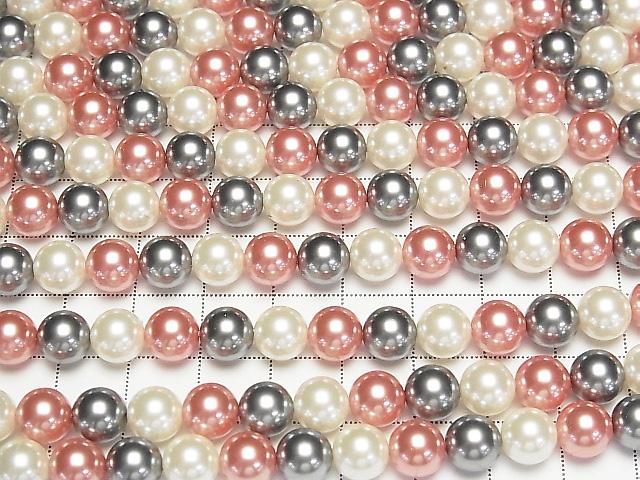 [Video] Glass Pearl Round 8mm [Red x Black x White] 1 strand beads (approx. 15 inches/38 cm)