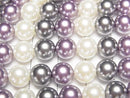 [Video] Glass pearl Round 8mm [Purple x Black x White] 1 strand beads (aprx.15inch/38cm)