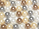 [Video] Glass pearl Round 8mm [Bronze x Black x Silver] 1 strand beads (aprx.15inch/37cm)