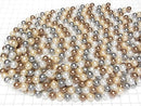 [Video] Glass pearl Round 8mm [Bronze x Black x Silver] 1 strand beads (aprx.15inch/37cm)