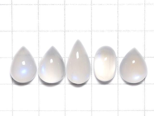 [Video][One of a kind] High Quality Sri Lankan Royal Blue Moonstone AAA Cabochon 5pcs Set NO.85