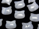 [Video] Blue Lace Agate AA Cat Motif 10x12mm [Half Drilled Hole (Back)] 2pcs