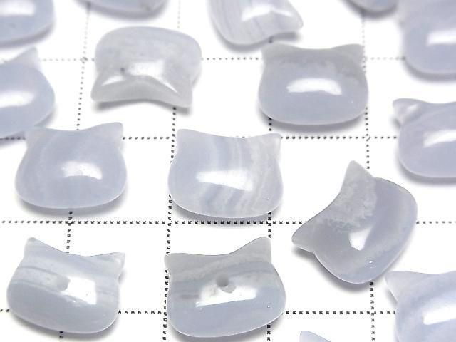 [Video] Blue Lace Agate AA++ Cat Motif 10x12mm [Half Drilled Hole (Back)] 2pcs