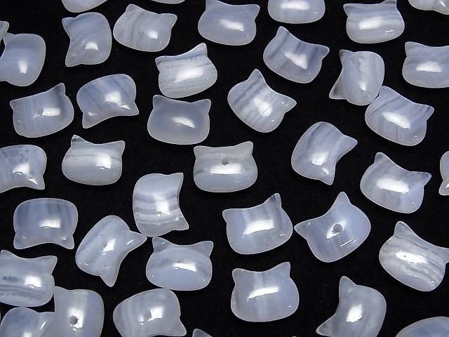 [Video] Blue Lace Agate AA++ Cat Motif 10x12mm [Half Drilled Hole (Back)] 2pcs