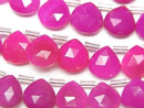 [Video] Fuchsia Pink Chalcedony AAA- Chestnut Faceted Briolette 10x10mm half or 1 strand (18pcs)