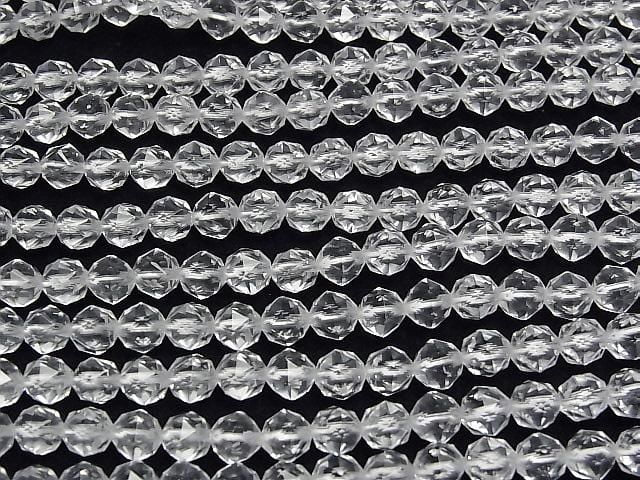 Crystal (Synthetic Quartz) AAA Star Faceted Round 6mm 1strand beads (approx. 15 inches/37 cm) High Quality!