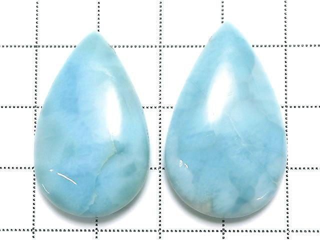 [Video][One of a kind] Larimar Pectolite AA+ Beads 2pcs Set NO.17