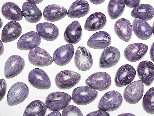 [Video] Charoite AAA- Pear shape Cabochon 14x10mm 2pcs