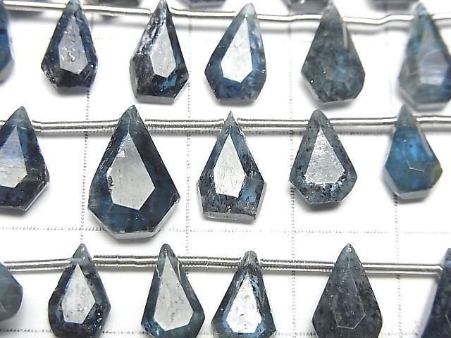 [Video] Indigo Blue Kyanite AA++ Rough Drop-Faceted Pear Shape 1 strand (17 pieces)