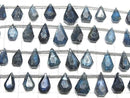 [Video] Indigo Blue Kyanite AA++ Rough Drop-Faceted Pear Shape 1 strand (17 pieces)