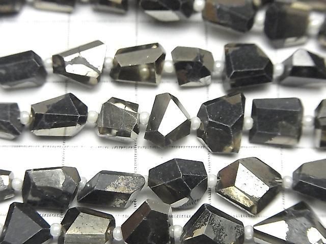 [Video] Matrix Pyrite Faceted Nugget half or 1 strand bead (approx. 7 inches/18 cm)