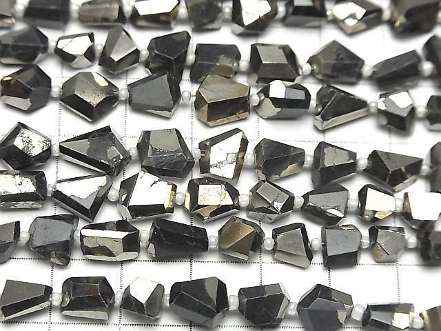 [Video] Matrix Pyrite Faceted Nugget half or 1 strand bead (approx. 7 inches/18 cm)