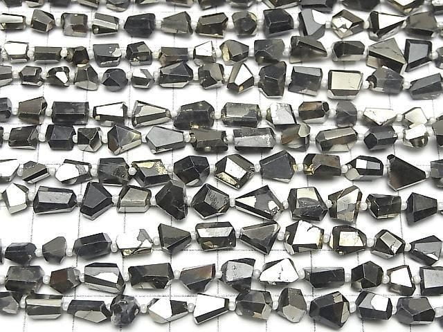 [Video] Matrix Pyrite Faceted Nugget half or 1 strand bead (approx. 7 inches/18 cm)