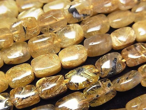 [Video]Rutilated Quartz AA++ Rectangle 7x5mm half or 1strand beads (aprx.15inch/38cm)