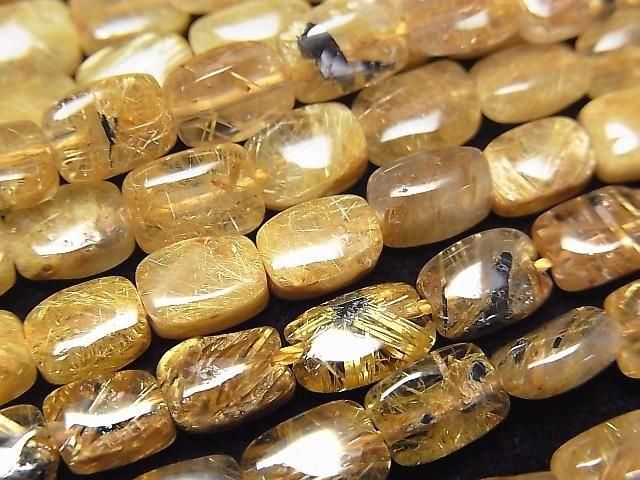 [Video]Rutilated Quartz AA++ Rectangle 7x5mm half or 1strand beads (aprx.15inch/38cm)