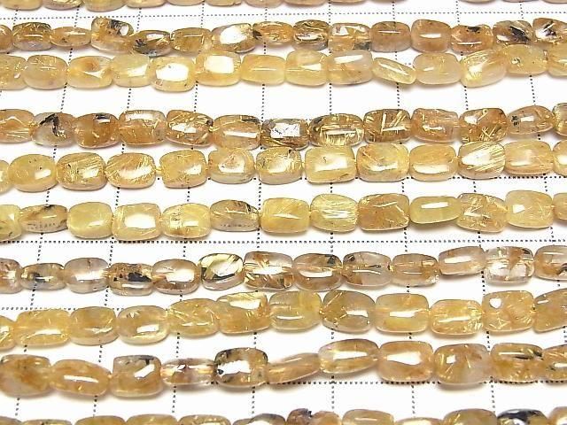 [Video]Rutilated Quartz AA++ Rectangle 7x5mm half or 1strand beads (aprx.15inch/38cm)