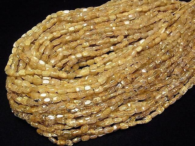 [Video]Rutilated Quartz AA++ Rectangle 7x5mm half or 1strand beads (aprx.15inch/38cm)
