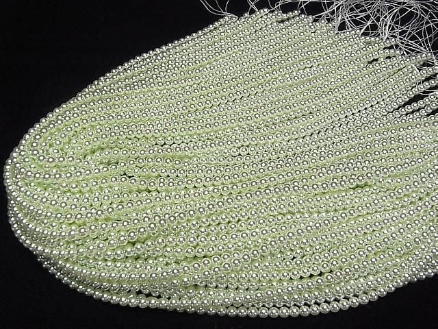 [Video] Glass Pearl Round 4mm [Light Green] 1strand beads (approx. 15 inches/38 cm)