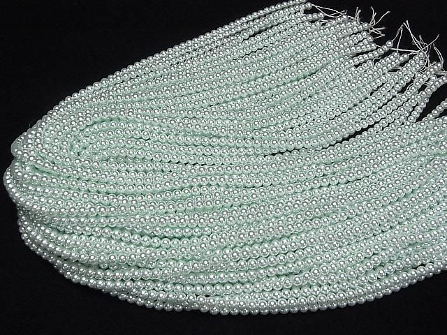 [Video] Glass Pearl Round 4mm [Light Blue] 1strand beads (approx. 15 inches/38 cm)