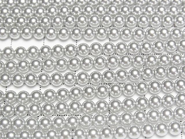 [Video] Glass Pearl Round 4mm [Silver] 1strand beads (approx. 15 inches/38 cm)