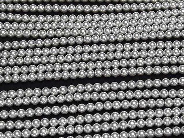 [Video] Glass Pearl Round 4mm [Silver] 1strand beads (approx. 15 inches/38 cm)