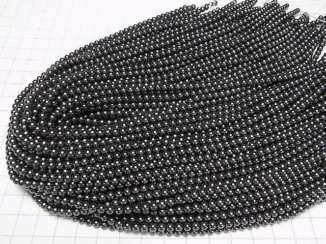 [Video] Glass Pearl Round 4mm [Black] 1strand beads (approx. 15 inches/38 cm)