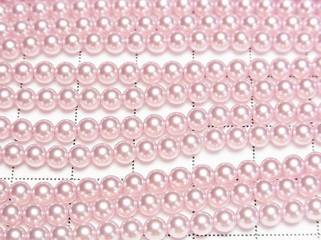 [Video] Glass pearl Round 4mm [Pink] 1strand beads (aprx.15inch/38cm)