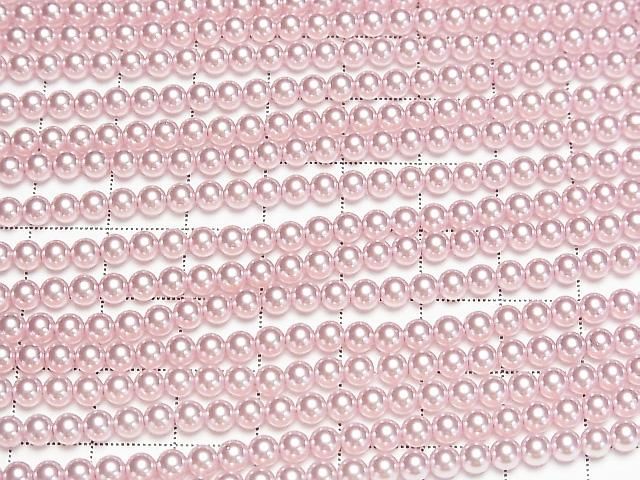 [Video] Glass pearl Round 4mm [Pink] 1strand beads (aprx.15inch/38cm)