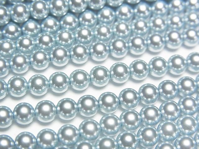 [Video] Glass pearl Round 4mm [Blue] 1strand beads (aprx.15inch/37cm)