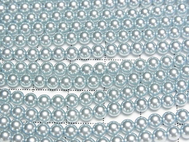 [Video] Glass pearl Round 4mm [Blue] 1strand beads (aprx.15inch/37cm)